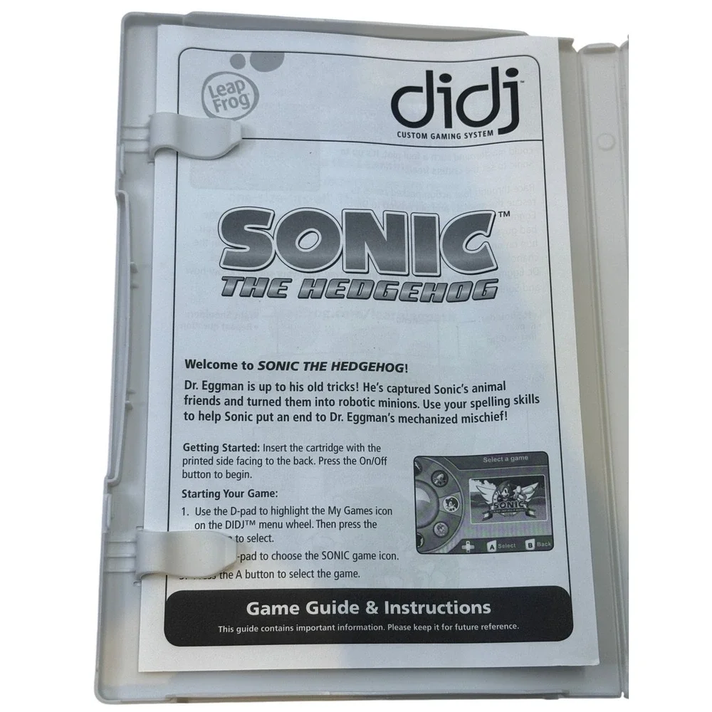Sonic The Hedgehog LeapFrog Didj Custom Gaming System Educational Spelling Game
